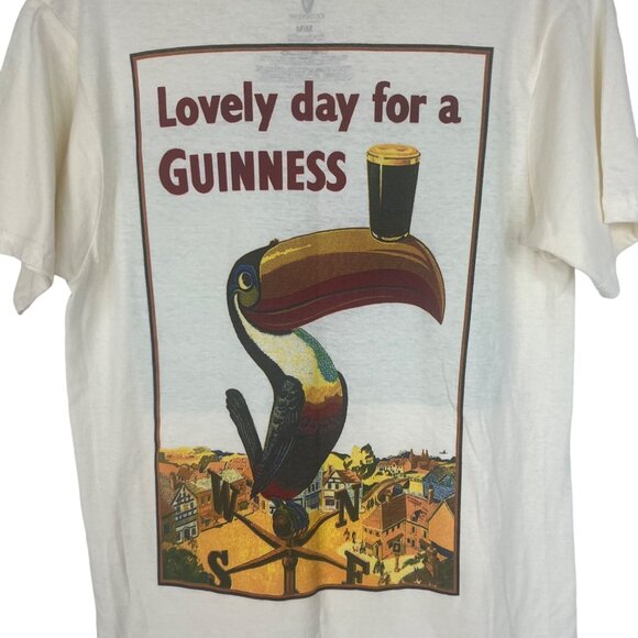 Guinness Beer Tshirt Toucan Graphics Double-Sided Print Medium Cream New WOT - Picture 6 of 7
